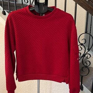 NWOT Cali Sport -  Red Quilted Crewneck Sweater w/ arm pocket & thumb catchers